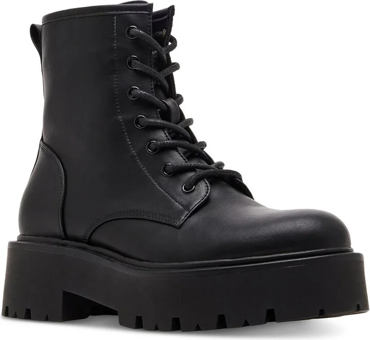 CHANNT Womens Lace-Up Manmade Motorcycle Boots