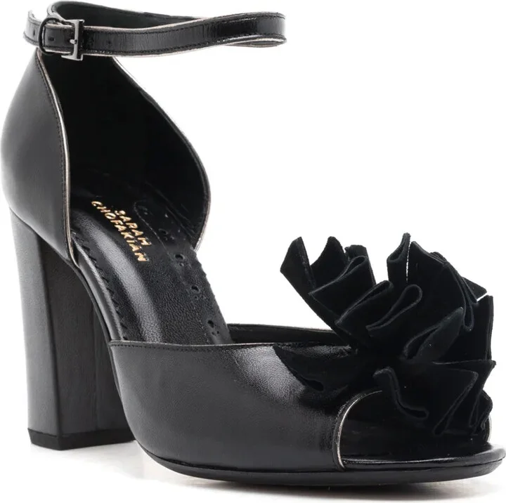 Chantilly 75mm floral-appliqué leather sandals - Image 2