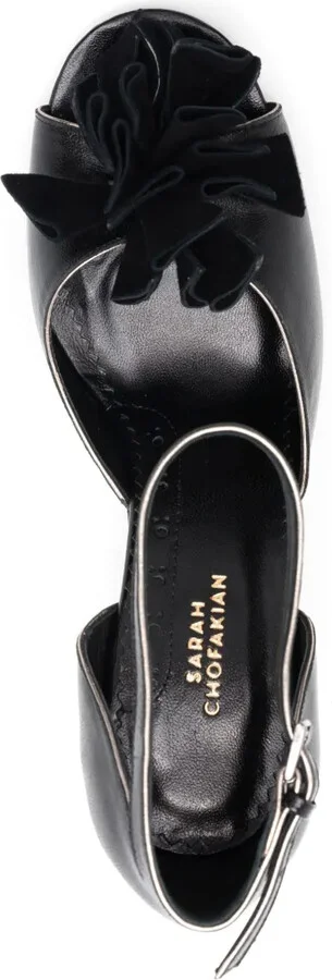 Chantilly 75mm floral-appliqué leather sandals - Image 4