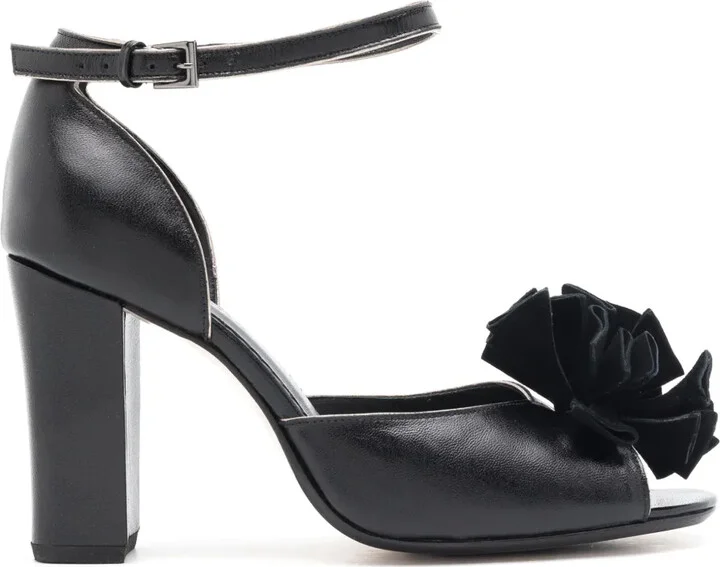 Chantilly 75mm floral-appliqué leather sandals