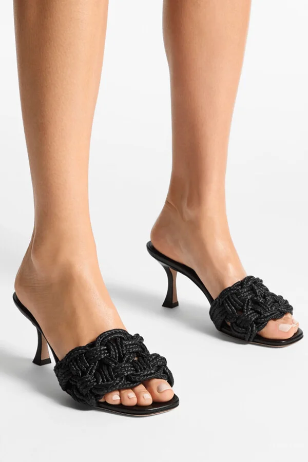 Chara 70 Nappa Leather Sandals in Black - Image 3