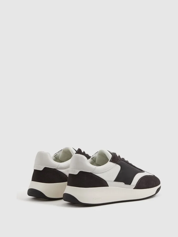 Charcoal Leather Suede Running Trainers - Image 2
