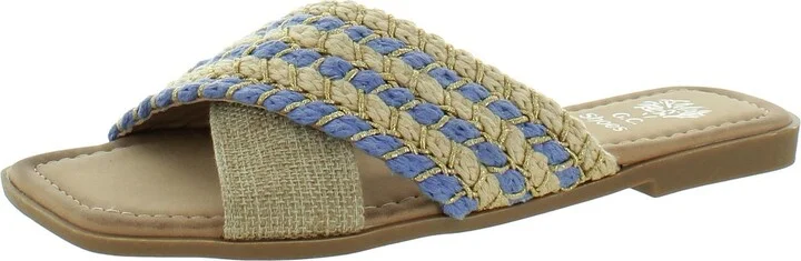 CHARITA Womens Square toe Woven Flatform Sandals