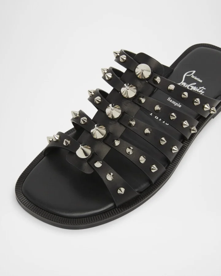Charja Spike Leather Red Sole Slide Sandals - Image 2