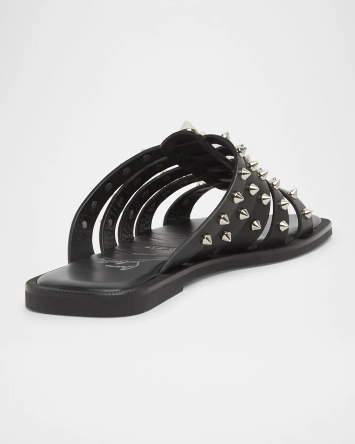 Charja Spike Leather Red Sole Slide Sandals - Image 3