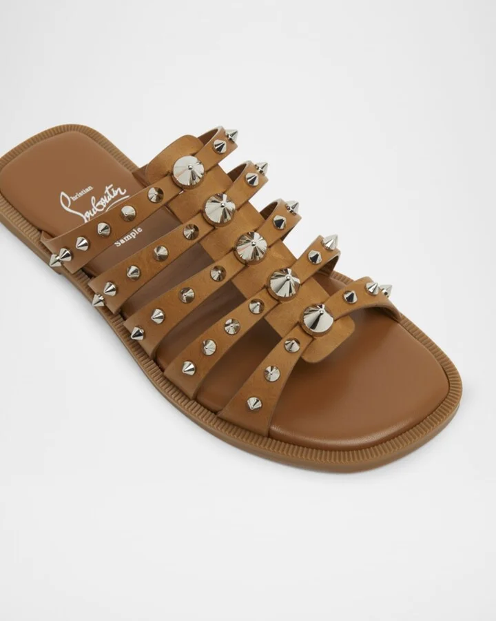 Charja Spike Leather Red Sole Slide Sandals - Image 7