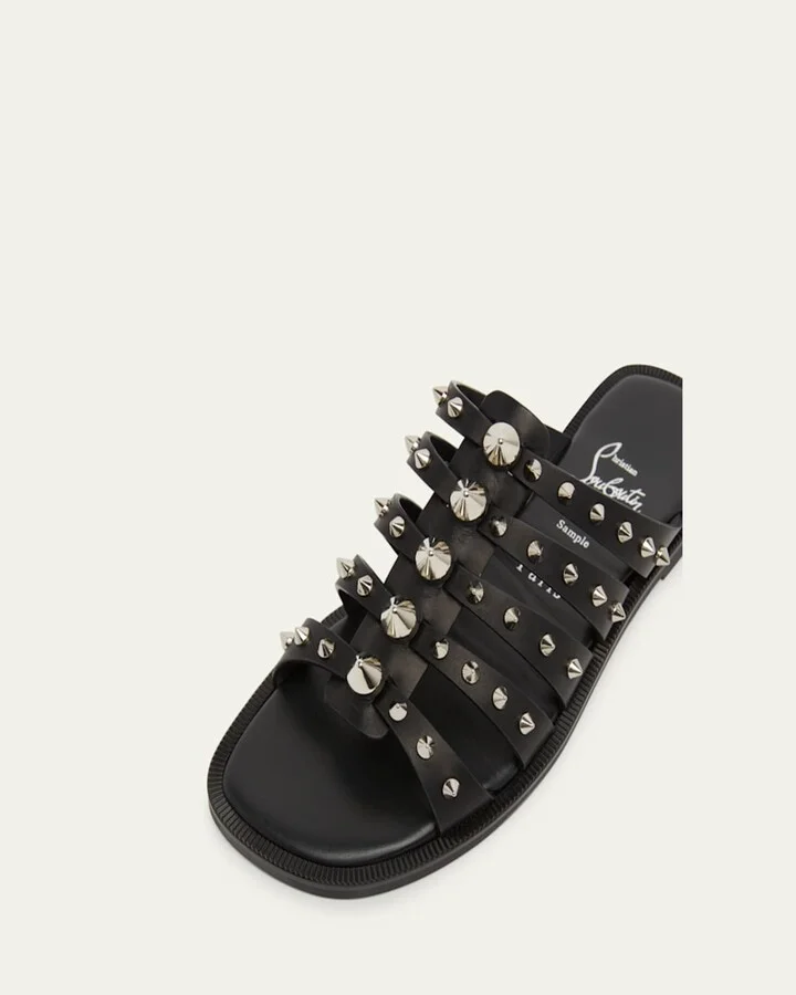 Charja Spike Leather Red Sole Slide Sandals - Image 2