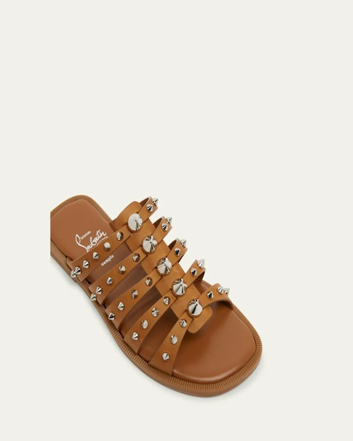 Charja Spike Leather Red Sole Slide Sandals - Image 8