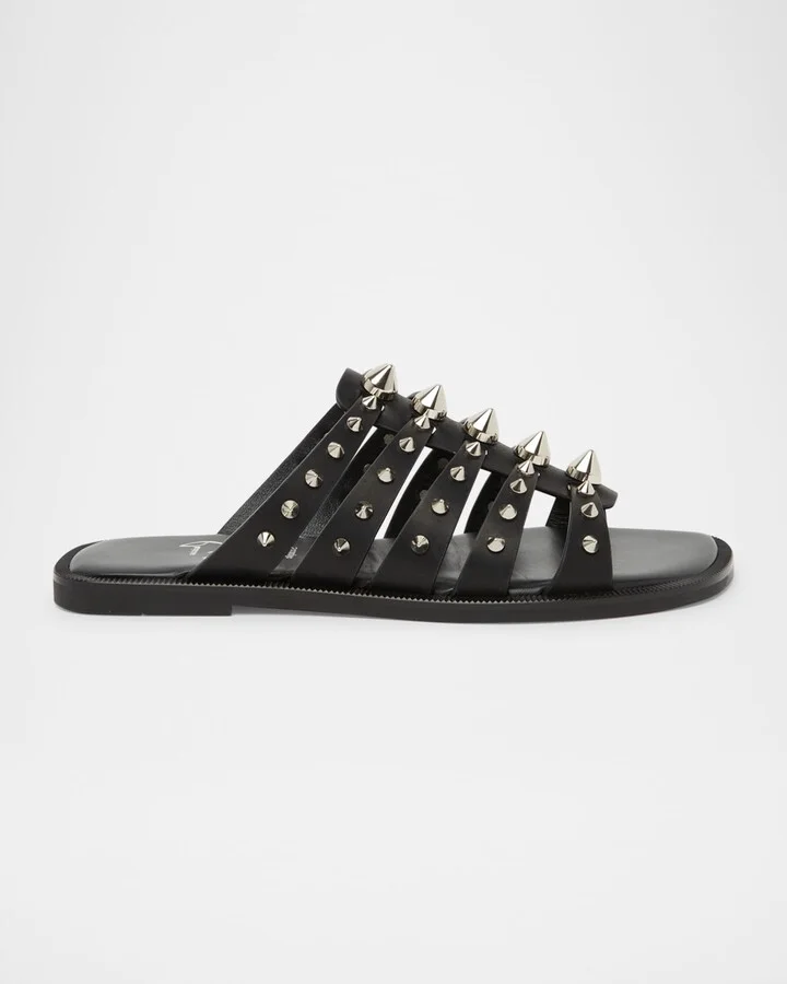 Charja Spike Leather Red Sole Slide Sandals