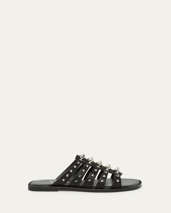 Charja Spike Leather Red Sole Slide Sandals