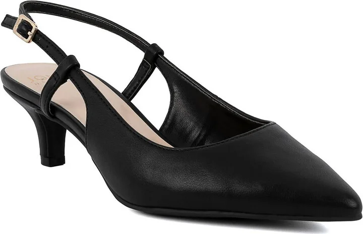 Charla Womens Patent Pointed Toe Kitten Heels