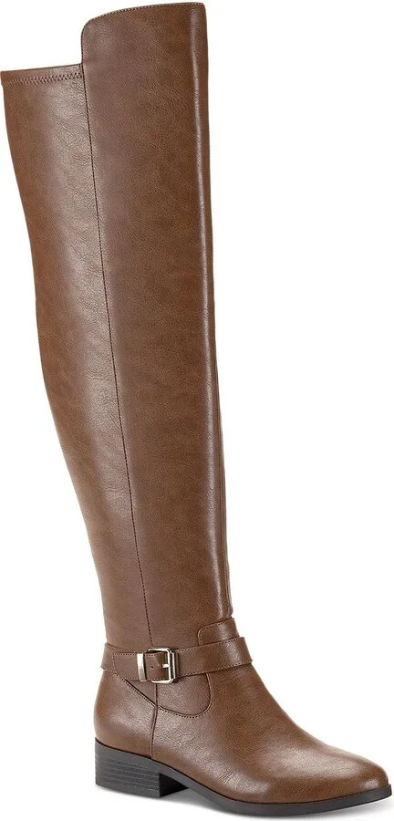 Charlaa Womens Faux Leather Buckle Over-The-Knee Boots