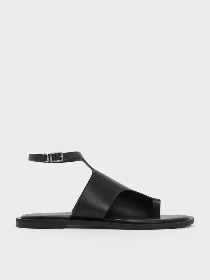Charles & Keith - Ankle-Strap Toe-Ring Sandals