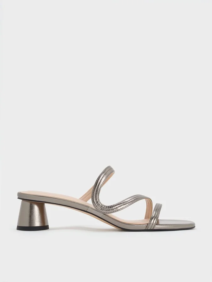 Charles & Keith - Arden Metallic Wavy Strap Mules
