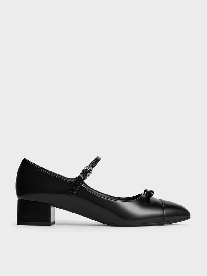 Charles & Keith - Bow Cap-Toe Mary Jane Pumps