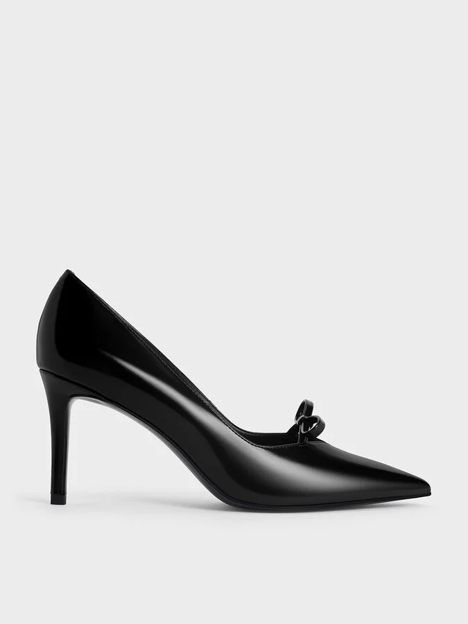 Charles & Keith - Bow Pointed-Toe Stiletto-Heel Pumps