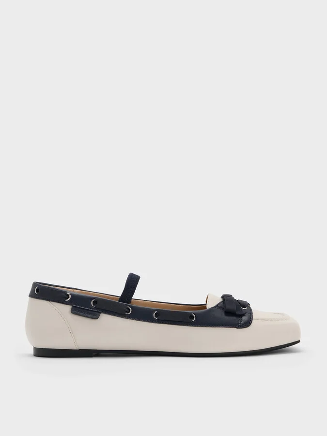 Charles & Keith - Bow Two-Tone Boat-Shoe Flats