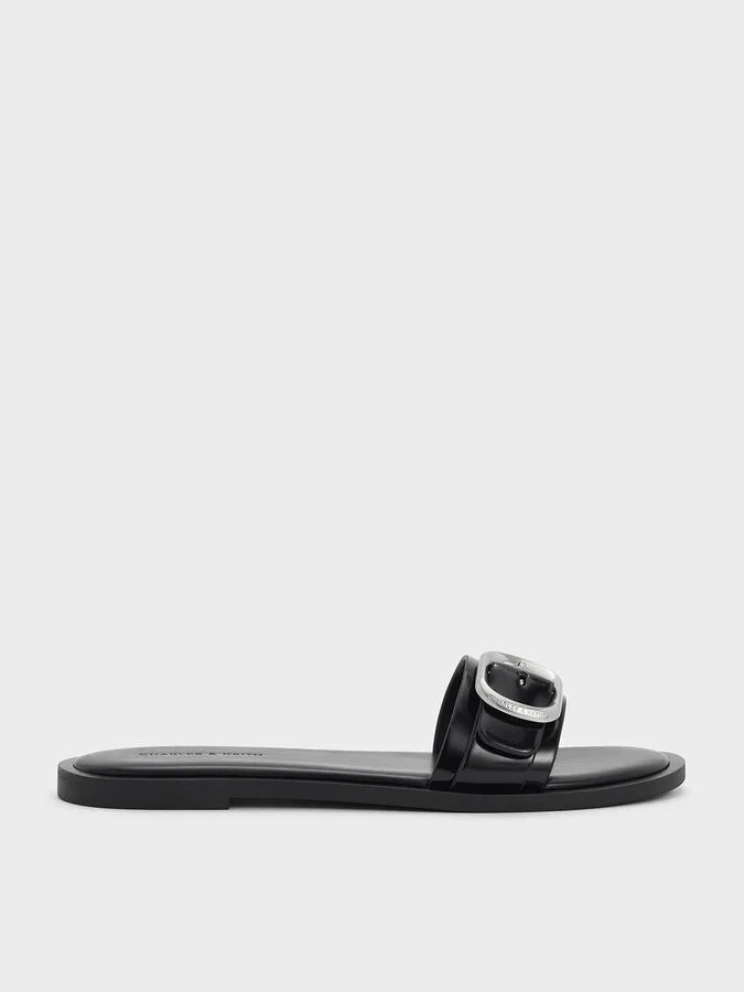 Charles & Keith - Buckle-Strap Slide Sandals
