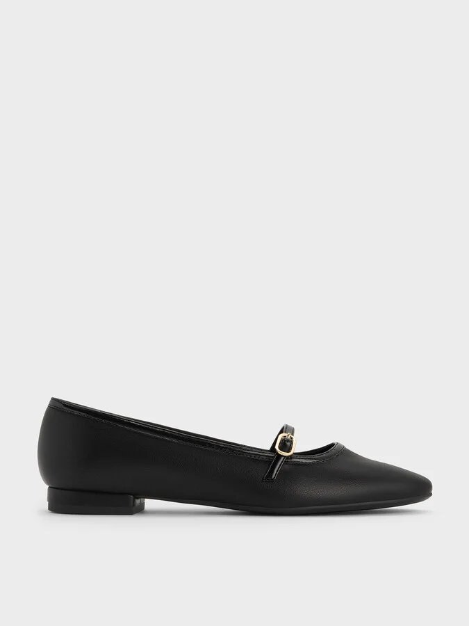 Charles & Keith - Contrast-Trim Buckle-Strap Mary Janes
