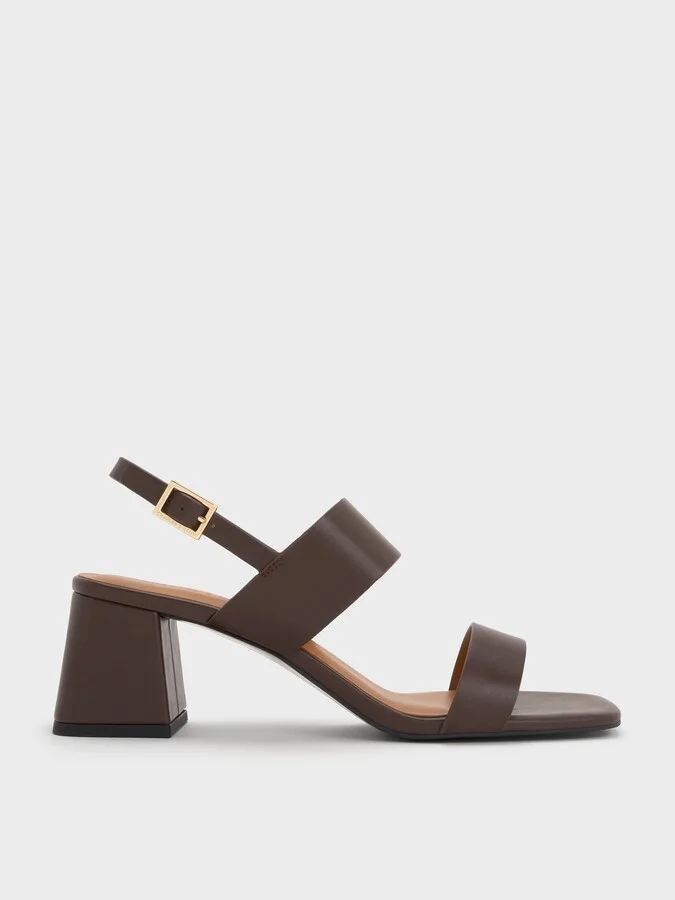 Charles & Keith - Double-Strap Block-Heel Slingback Sandals