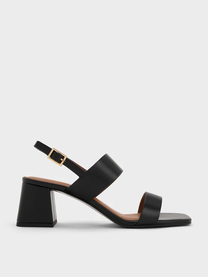 Charles & Keith - Double-Strap Block-Heel Slingback Sandals
