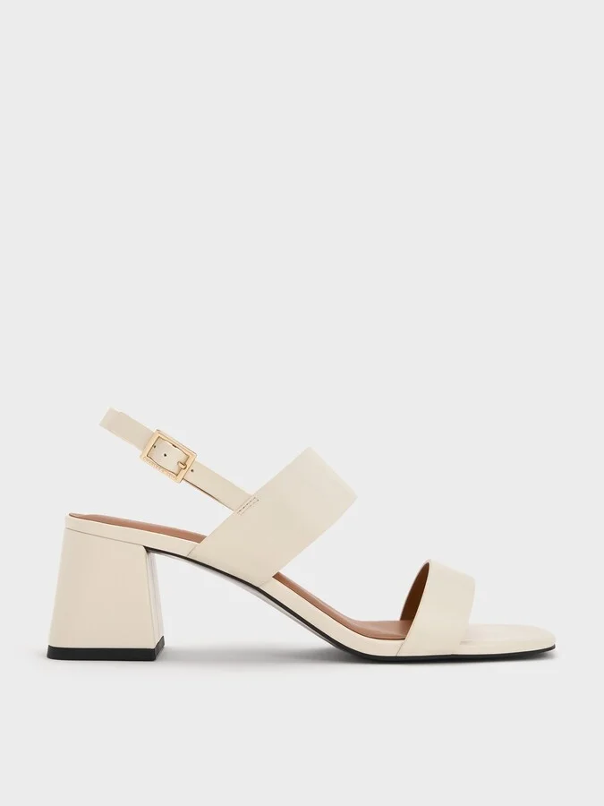 Charles & Keith - Double-Strap Block-Heel Slingback Sandals