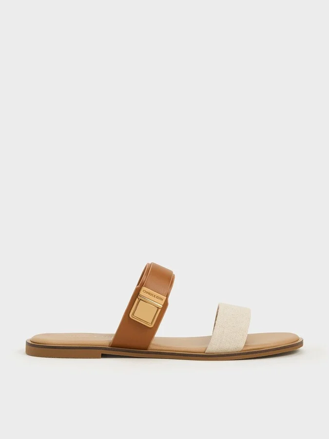 Charles & Keith - Dove Two-Tone Double-Strap Sandals
