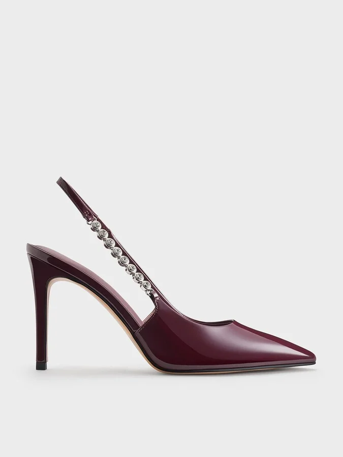 Charles & Keith - Flores Patent Gem-Strap Slingback Pumps