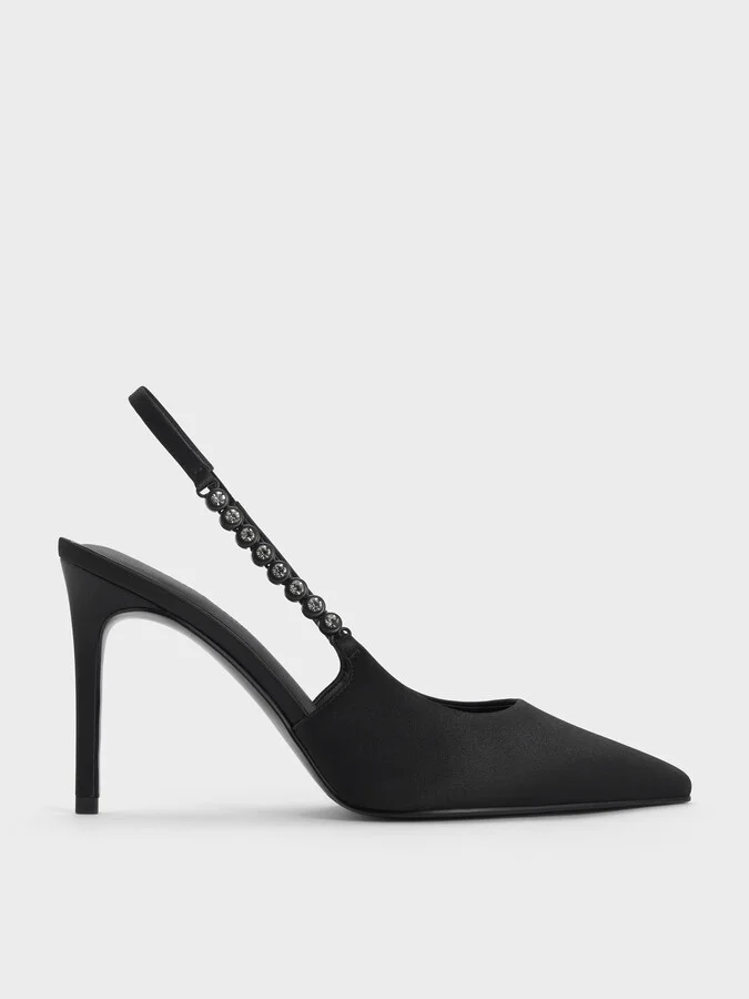 Charles & Keith - Flores Recycled Polyester Gem-Strap Slingback Pumps
