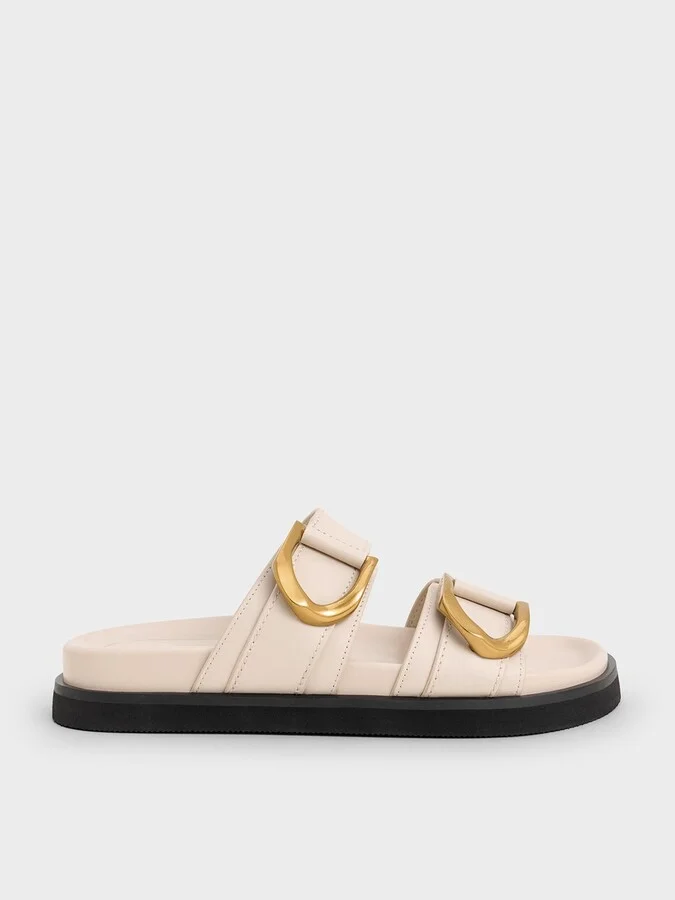 Charles & Keith - Gabine Buckled Leather Slides