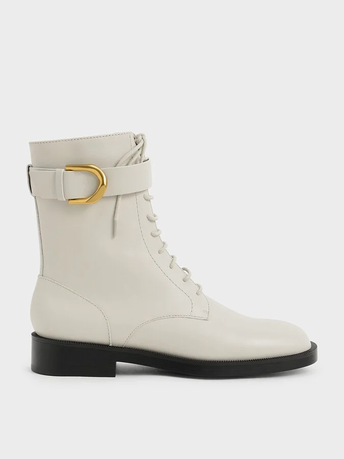 Charles & Keith - Gabine Leather Lace-Up Ankle Boots