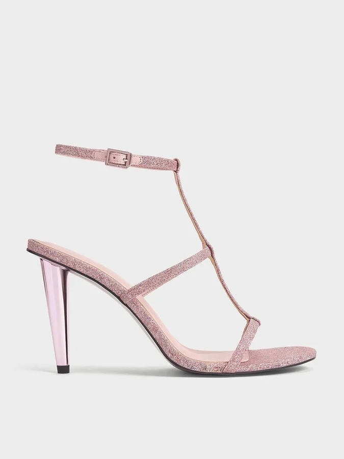 Charles & Keith - Glittered T-Bar Ankle-Strap Sandals