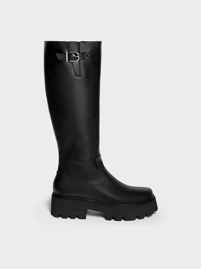 Charles & Keith - Imogen Side-Buckle Chunky Knee-High Boots