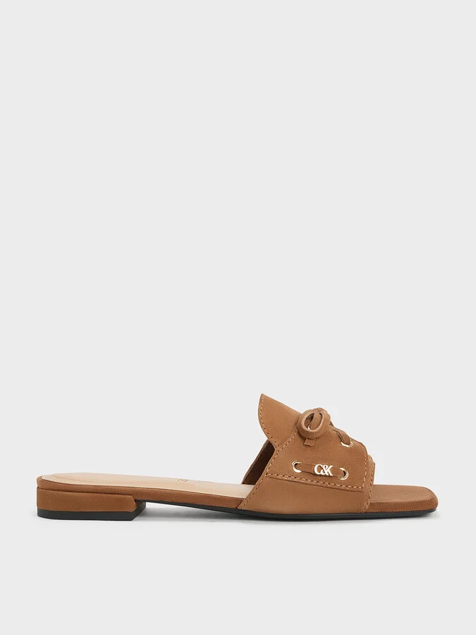 Charles & Keith - Kori Suede Lace-Up Slide Sandals