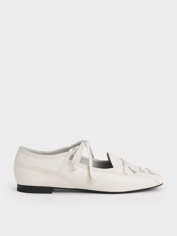 Charles & Keith - Lace-Up Bow Ballet Flats