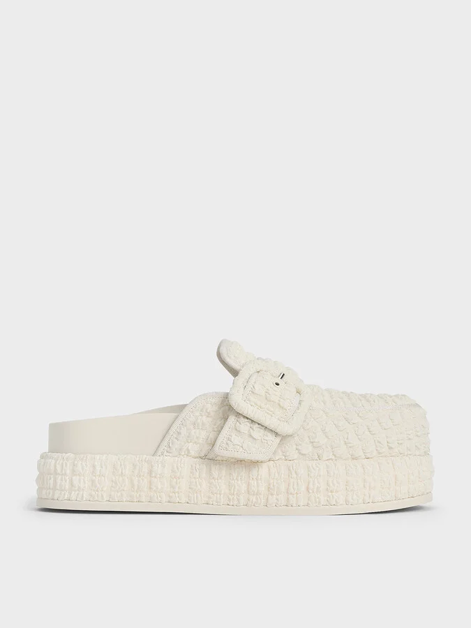Charles & Keith - Loren Textured Flatform Mules
