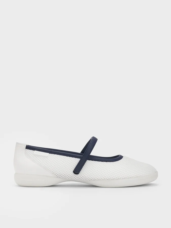 Charles & Keith - Mesh Contrast-Trim Mary Jane Sneakers