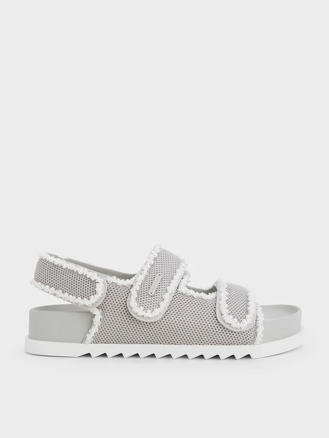 Charles & Keith - Mesh Pearl-Embellished Flatform Sandals