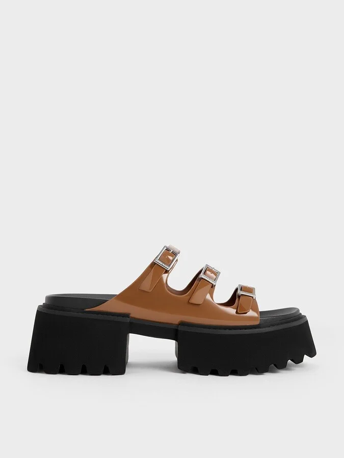 Charles & Keith - Nadine Patent Triple-Strap Platform Sandals