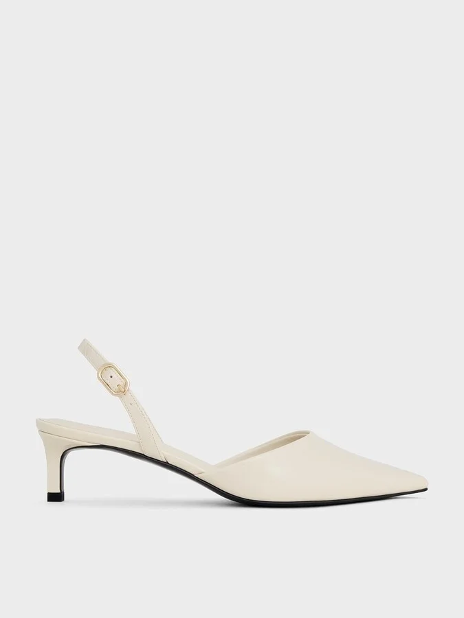Charles & Keith - Patent Pointed-Toe Slingback Kitten Heels