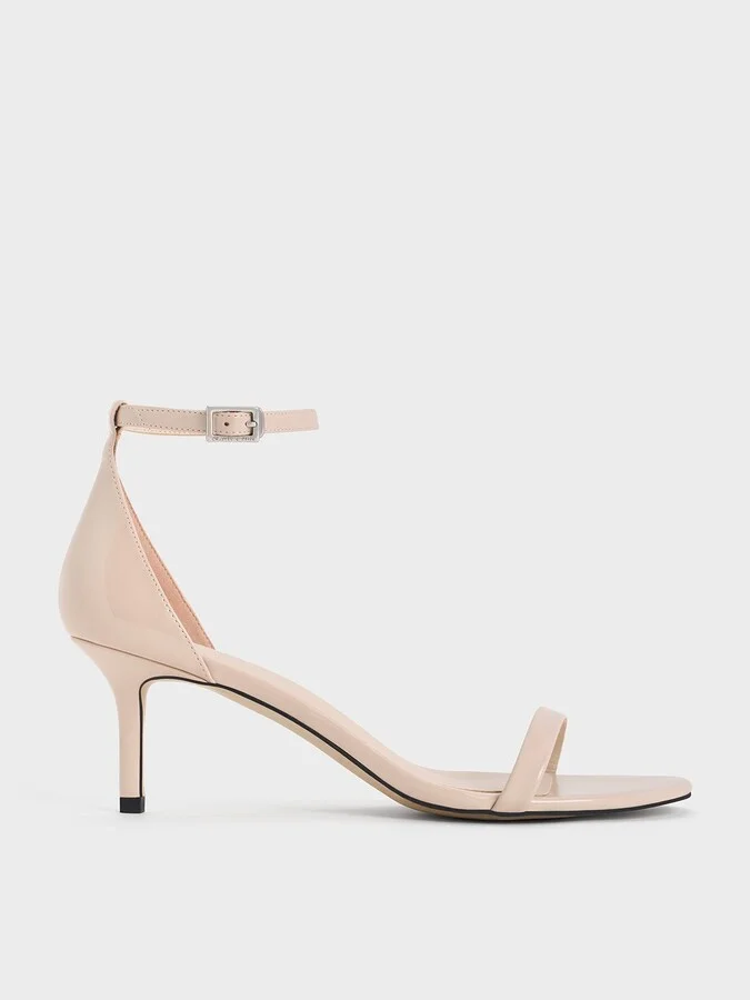 Charles & Keith - Patent Stiletto-Heel Ankle-Strap Sandals