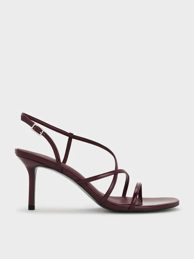 Charles & Keith - Patent Strappy Stiletto-Heel Slingback Sandals