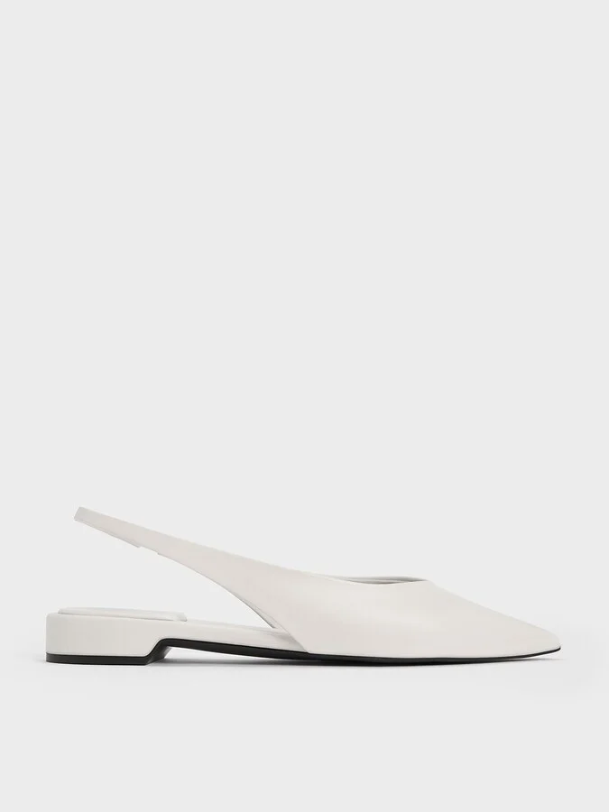 Charles & Keith - Pointed-Toe High-Vamp Slingback Flats