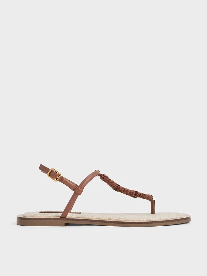 Charles & Keith - Raffia Ring Thong Sandals