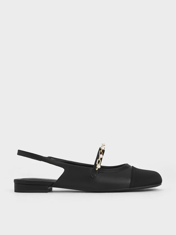 Charles & Keith - Rio Beaded Chain-Link Slingback Flats