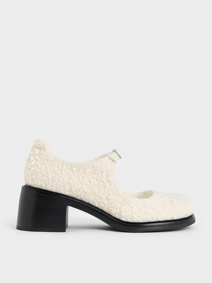 Charles & Keith - Rooney Furry Buckled Block-Heel Mary Janes