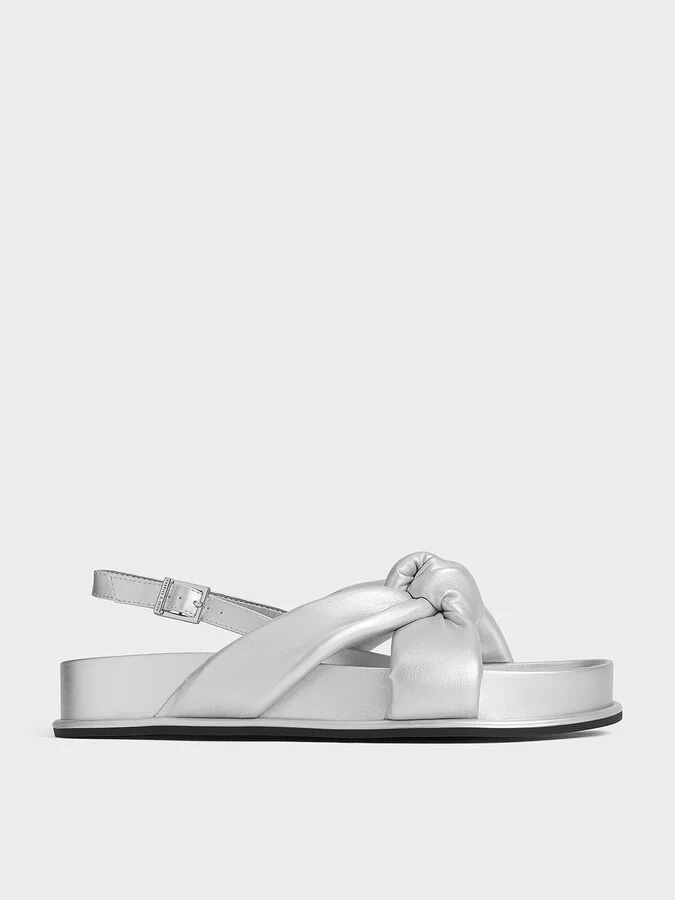 Charles & Keith - Rosetta Metallic Knotted Puffy Sandals