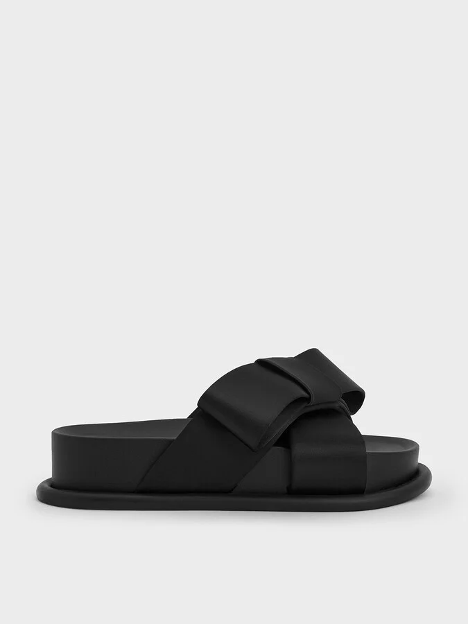 Charles & Keith - Satin Bow Flatform Sandals