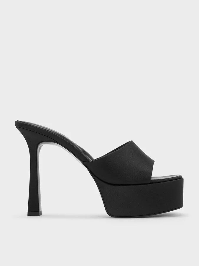 Charles & Keith - Satin High-Heel Platform Mules
