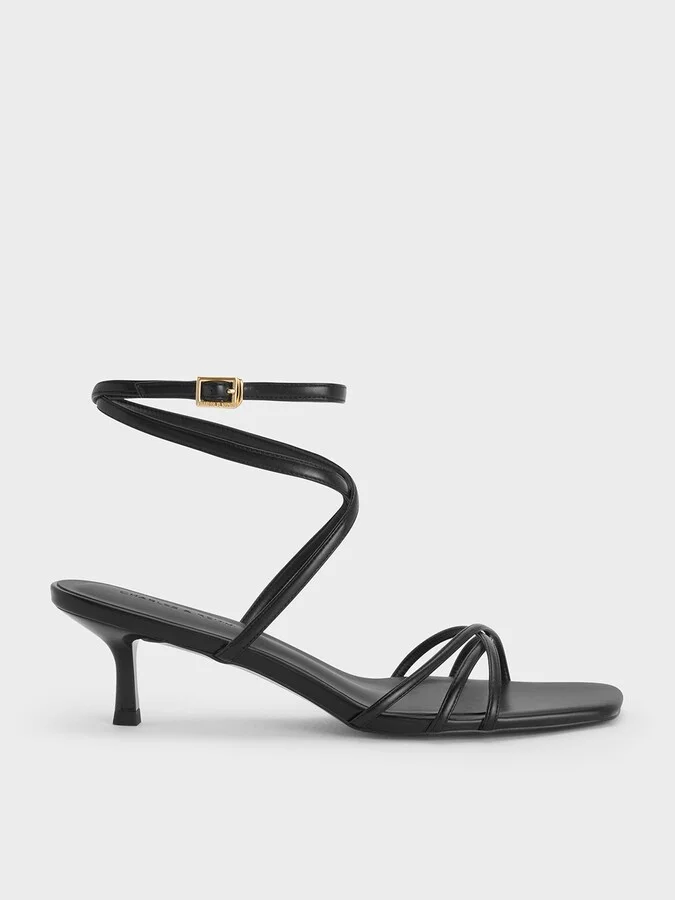 Charles & Keith - Strappy Ankle-Strap Kitten-Heel Sandals